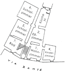 Skizze der Zimmeraufteilung